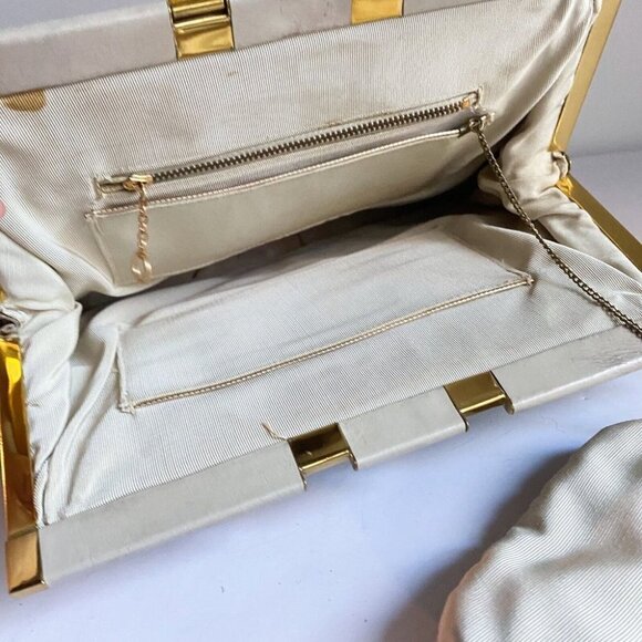 Vintage Ivory  Floral Needlepoint Pretty Cute Top Handle Bag - Picture 9 of 11